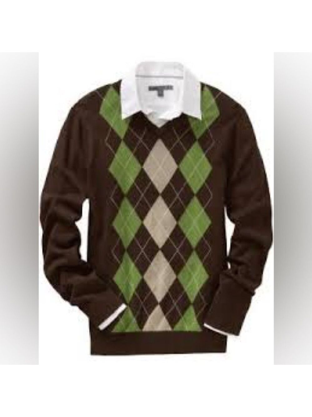 Old Navy Argyle V-Neck Long Sleeve Sweater